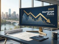 Edmonton market 2026 mortgage rates trending lower with financial chart and keys on desk