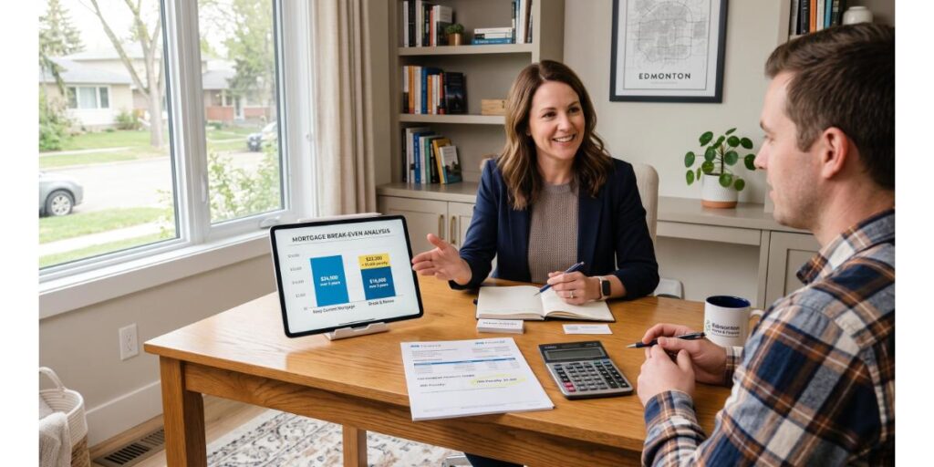 Mortgage penalty comparison worksheet for switching variable to fixed interest rates in Edmonton